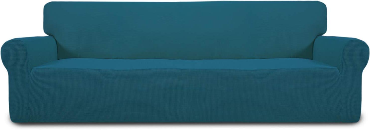 image:imageEasyGoing Stretch Sofa Slipcover 1Piece Sofa Cover Furniture Protector Couch Soft with Elastic Bottom for Kids Polyester Spandex Jacquard Fabric Small Checks Sofa Dark GrayPeacock Blue