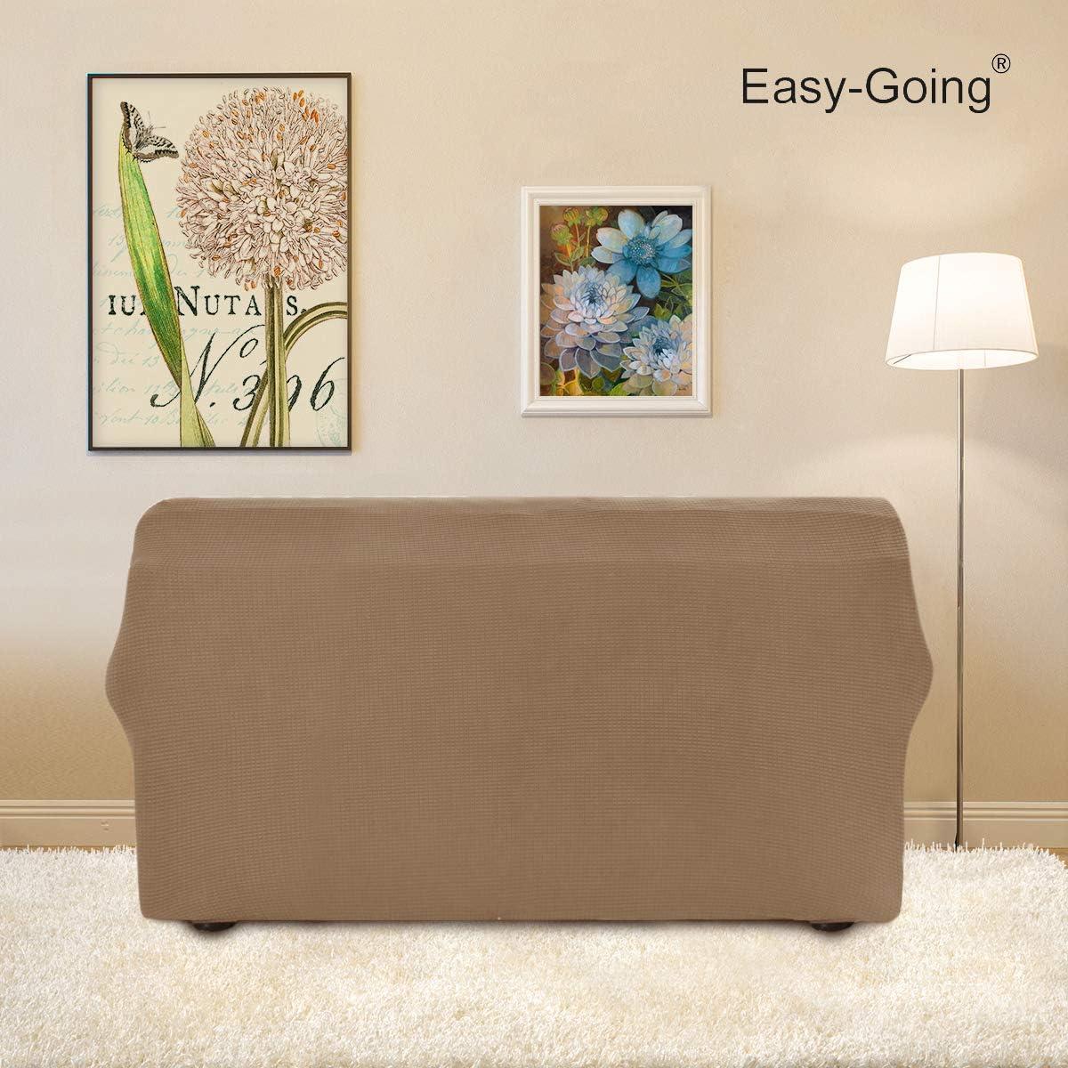 image:imageEasyGoing Stretch Sofa Slipcover 1Piece Sofa Cover Furniture Protector Couch Soft with Elastic Bottom for Kids Polyester Spandex Jacquard Fabric Small Checks Sofa Dark GrayCamel