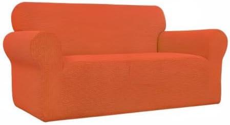 image:imageEasyGoing Stretch Sofa Slipcover 1Piece Sofa Cover Furniture Protector Couch Soft with Elastic Bottom for Kids Polyester Spandex Jacquard Fabric Small Checks Sofa Dark GrayOrange
