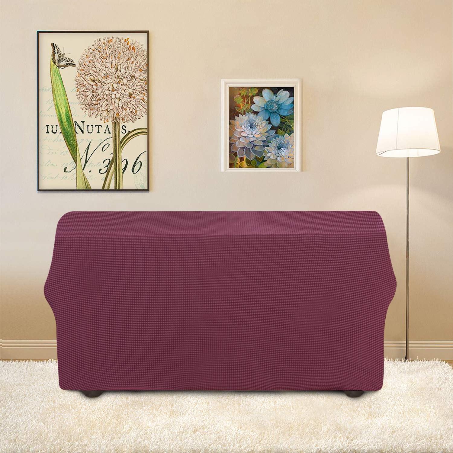 image:imageEasyGoing Stretch Sofa Slipcover 1Piece Sofa Cover Furniture Protector Couch Soft with Elastic Bottom for Kids Polyester Spandex Jacquard Fabric Small Checks Sofa Dark GrayAsh Rose