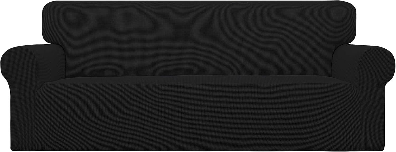 image:imageEasyGoing Stretch Sofa Slipcover 1Piece Sofa Cover Furniture Protector Couch Soft with Elastic Bottom for Kids Polyester Spandex Jacquard Fabric Small Checks Sofa Dark GrayBlack