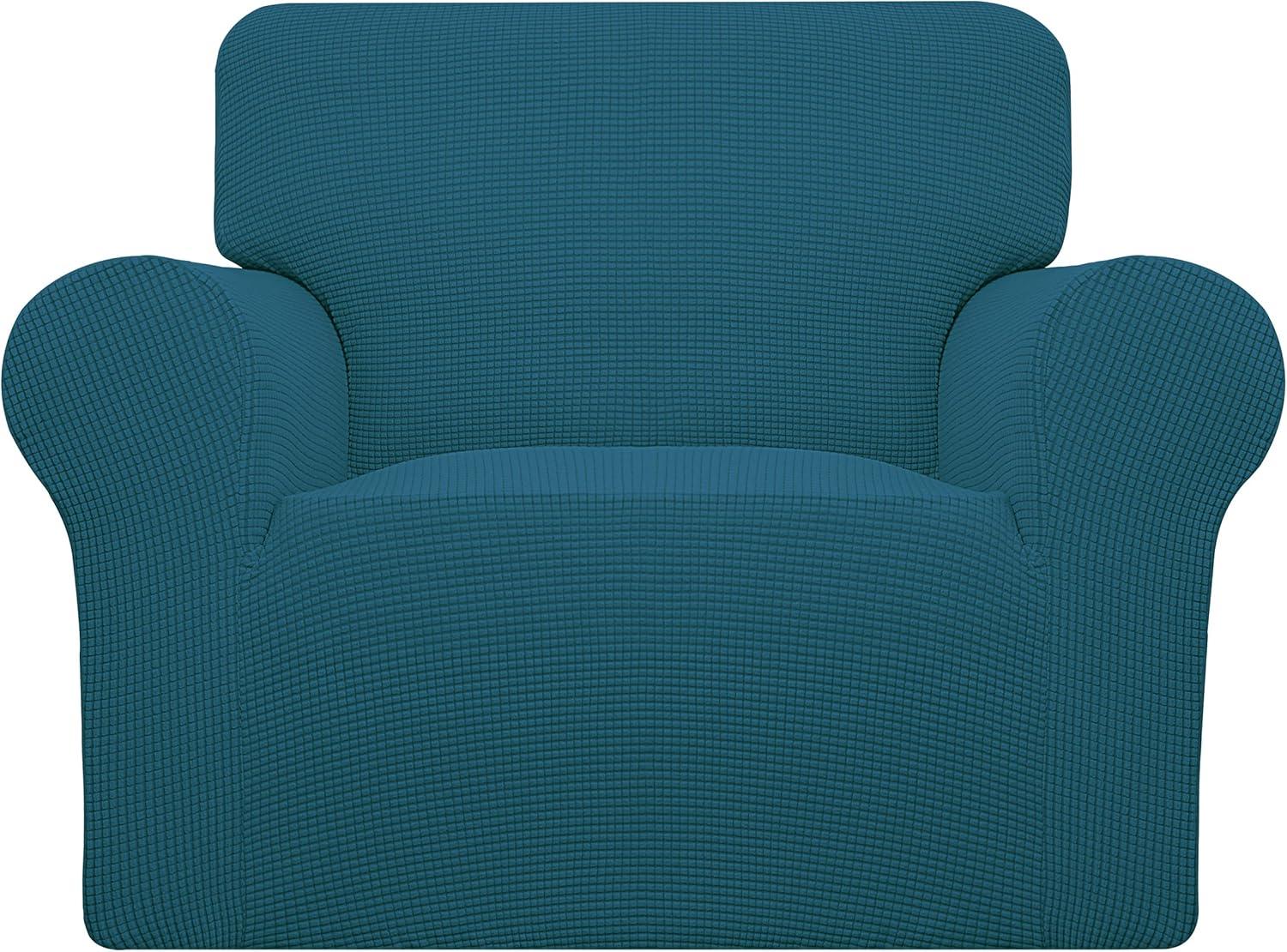 image:imageEasyGoing Stretch Sofa Slipcover 1Piece Sofa Cover Furniture Protector Couch Soft with Elastic Bottom for Kids Polyester Spandex Jacquard Fabric Small Checks Sofa Dark GrayPeacock Blue