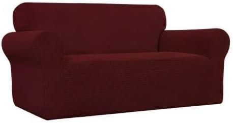 image:imageEasyGoing Stretch Sofa Slipcover 1Piece Sofa Cover Furniture Protector Couch Soft with Elastic Bottom for Kids Polyester Spandex Jacquard Fabric Small Checks Sofa Dark GrayWine