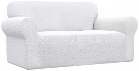 image:imageEasyGoing Stretch Sofa Slipcover 1Piece Sofa Cover Furniture Protector Couch Soft with Elastic Bottom for Kids Polyester Spandex Jacquard Fabric Small Checks Sofa Dark GraySnow White