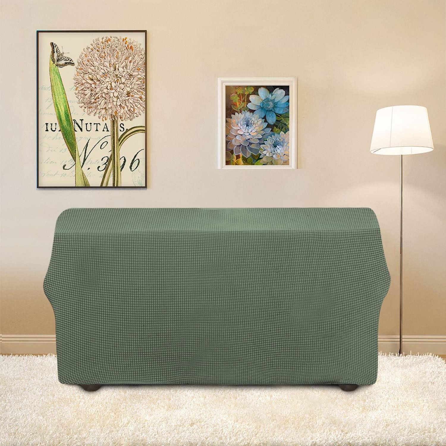 image:imageEasyGoing Stretch Sofa Slipcover 1Piece Sofa Cover Furniture Protector Couch Soft with Elastic Bottom for Kids Polyester Spandex Jacquard Fabric Small Checks Sofa Dark GrayGreyish Green