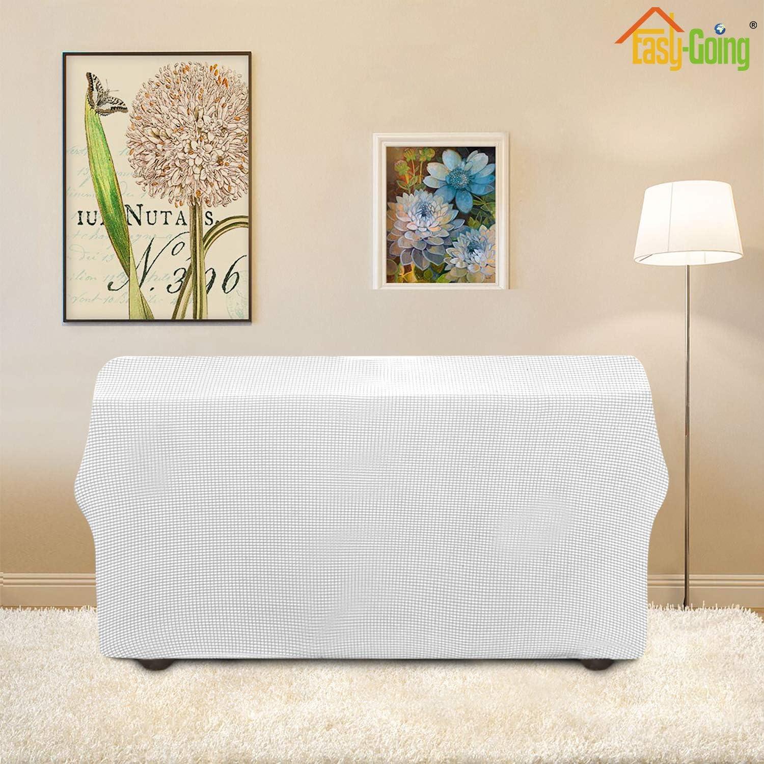 image:imageEasyGoing Stretch Sofa Slipcover 1Piece Sofa Cover Furniture Protector Couch Soft with Elastic Bottom for Kids Polyester Spandex Jacquard Fabric Small Checks Sofa Dark GraySnow White