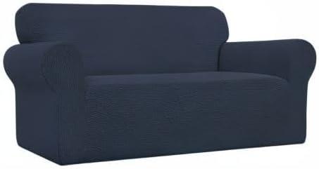 image:imageEasyGoing Stretch Sofa Slipcover 1Piece Sofa Cover Furniture Protector Couch Soft with Elastic Bottom for Kids Polyester Spandex Jacquard Fabric Small Checks Sofa Dark GrayDark Blue
