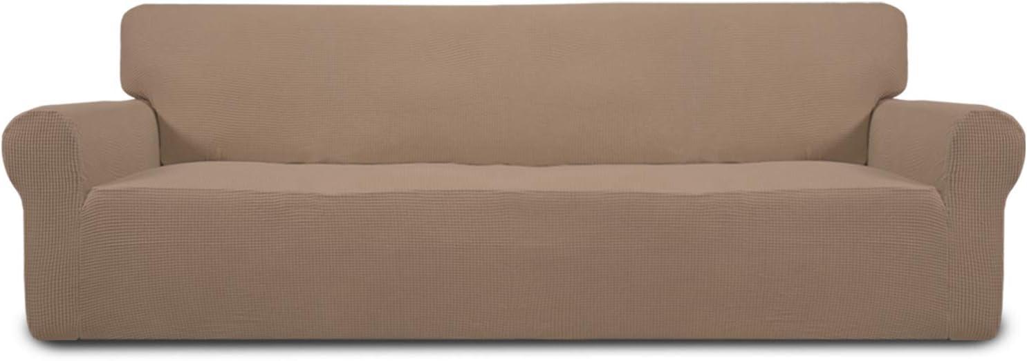 image:imageEasyGoing Stretch Sofa Slipcover 1Piece Sofa Cover Furniture Protector Couch Soft with Elastic Bottom for Kids Polyester Spandex Jacquard Fabric Small Checks Sofa Dark GrayCamel