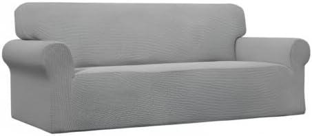 image:imageEasyGoing Stretch Sofa Slipcover 1Piece Sofa Cover Furniture Protector Couch Soft with Elastic Bottom for Kids Polyester Spandex Jacquard Fabric Small Checks Sofa Dark GrayLight Gray