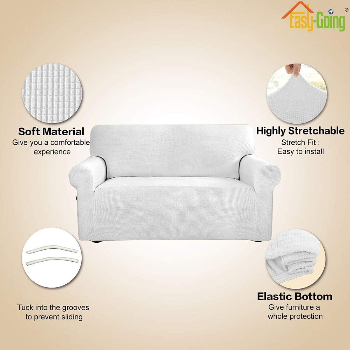 image:imageEasyGoing Stretch Sofa Slipcover 1Piece Sofa Cover Furniture Protector Couch Soft with Elastic Bottom for Kids Polyester Spandex Jacquard Fabric Small Checks Sofa Dark GraySnow White