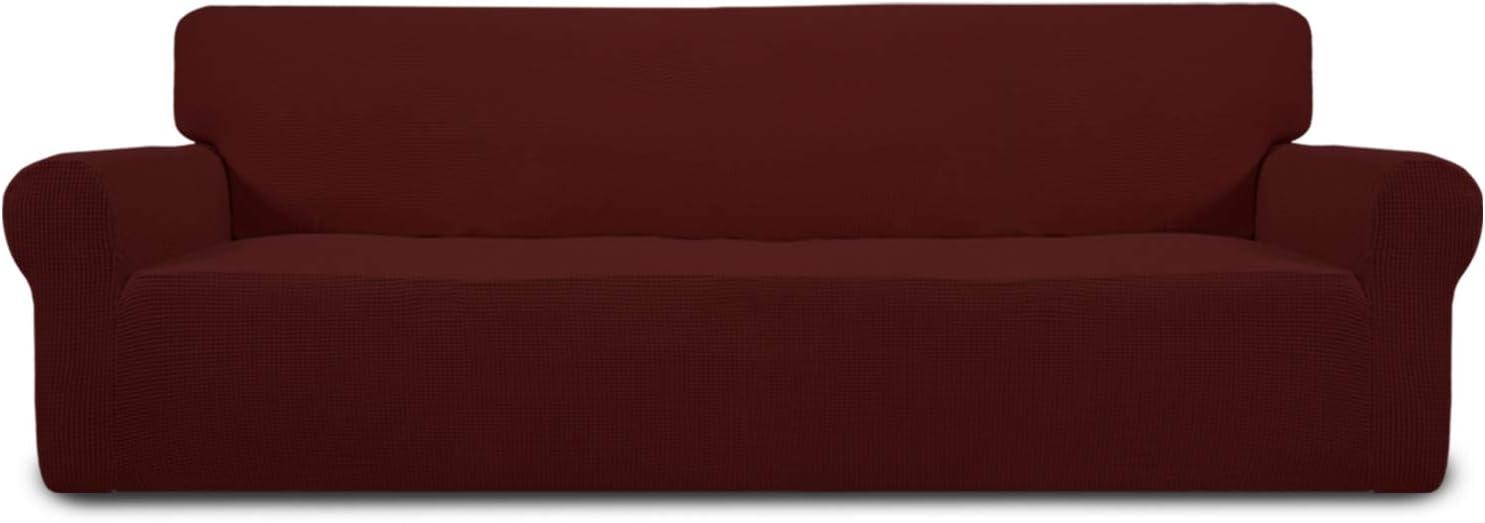 image:imageEasyGoing Stretch Sofa Slipcover 1Piece Sofa Cover Furniture Protector Couch Soft with Elastic Bottom for Kids Polyester Spandex Jacquard Fabric Small Checks Sofa Dark GrayWine