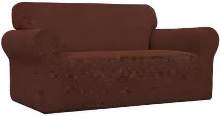 image:imageEasyGoing Stretch Sofa Slipcover 1Piece Sofa Cover Furniture Protector Couch Soft with Elastic Bottom for Kids Polyester Spandex Jacquard Fabric Small Checks Sofa Dark GrayCoffee