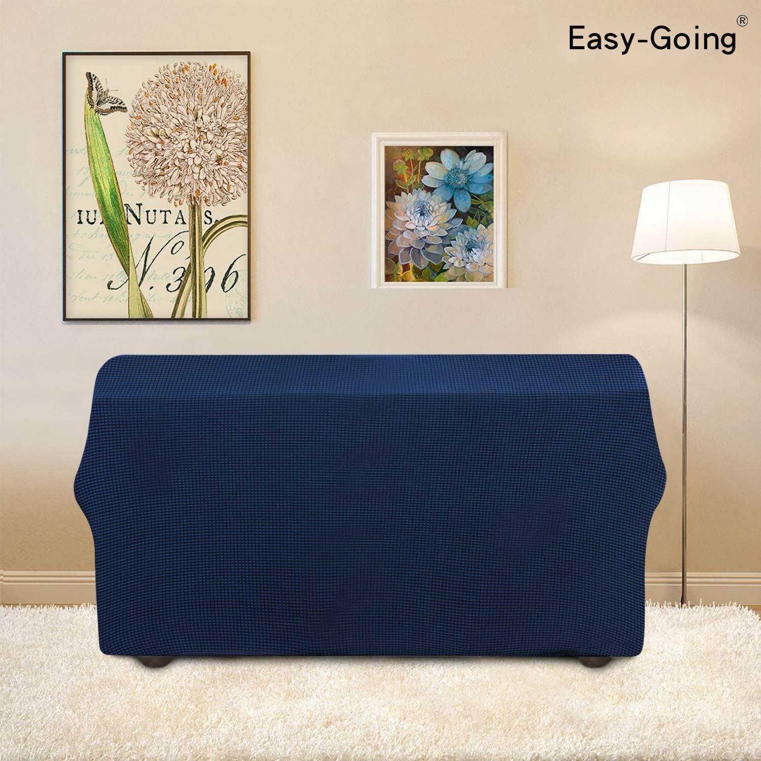 image:imageEasyGoing Stretch Sofa Slipcover 1Piece Sofa Cover Furniture Protector Couch Soft with Elastic Bottom for Kids Polyester Spandex Jacquard Fabric Small Checks Sofa Dark GrayNavy