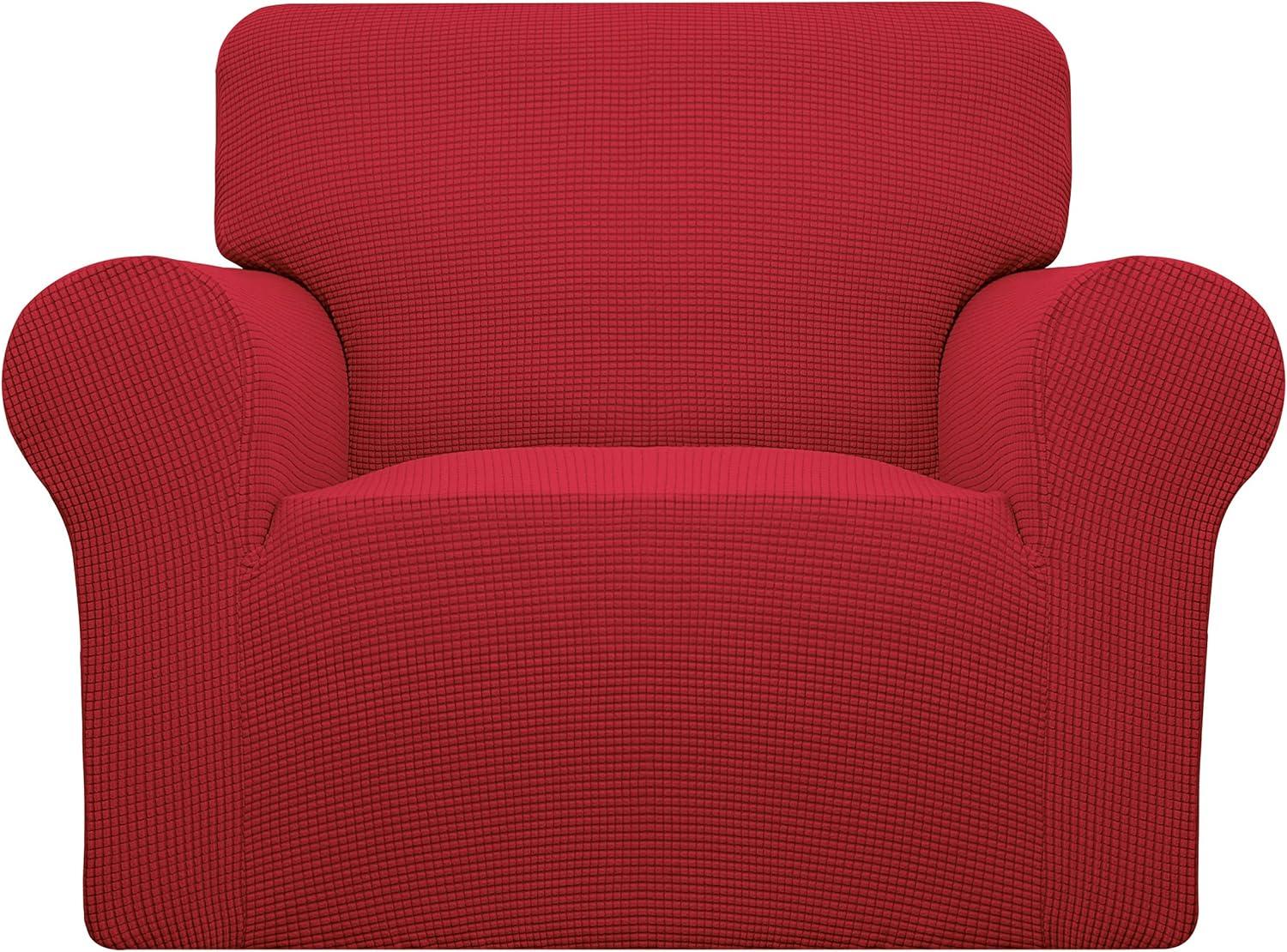 image:imageEasyGoing Stretch Sofa Slipcover 1Piece Sofa Cover Furniture Protector Couch Soft with Elastic Bottom for Kids Polyester Spandex Jacquard Fabric Small Checks Sofa Dark GrayChristmas Red