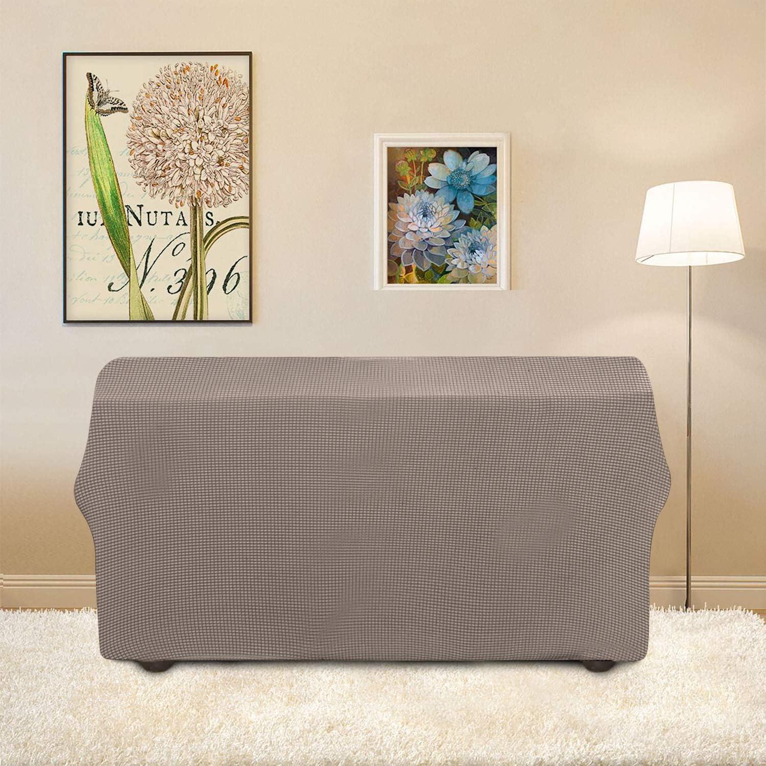 image:imageEasyGoing Stretch Sofa Slipcover 1Piece Sofa Cover Furniture Protector Couch Soft with Elastic Bottom for Kids Polyester Spandex Jacquard Fabric Small Checks Sofa Dark GrayTaupe