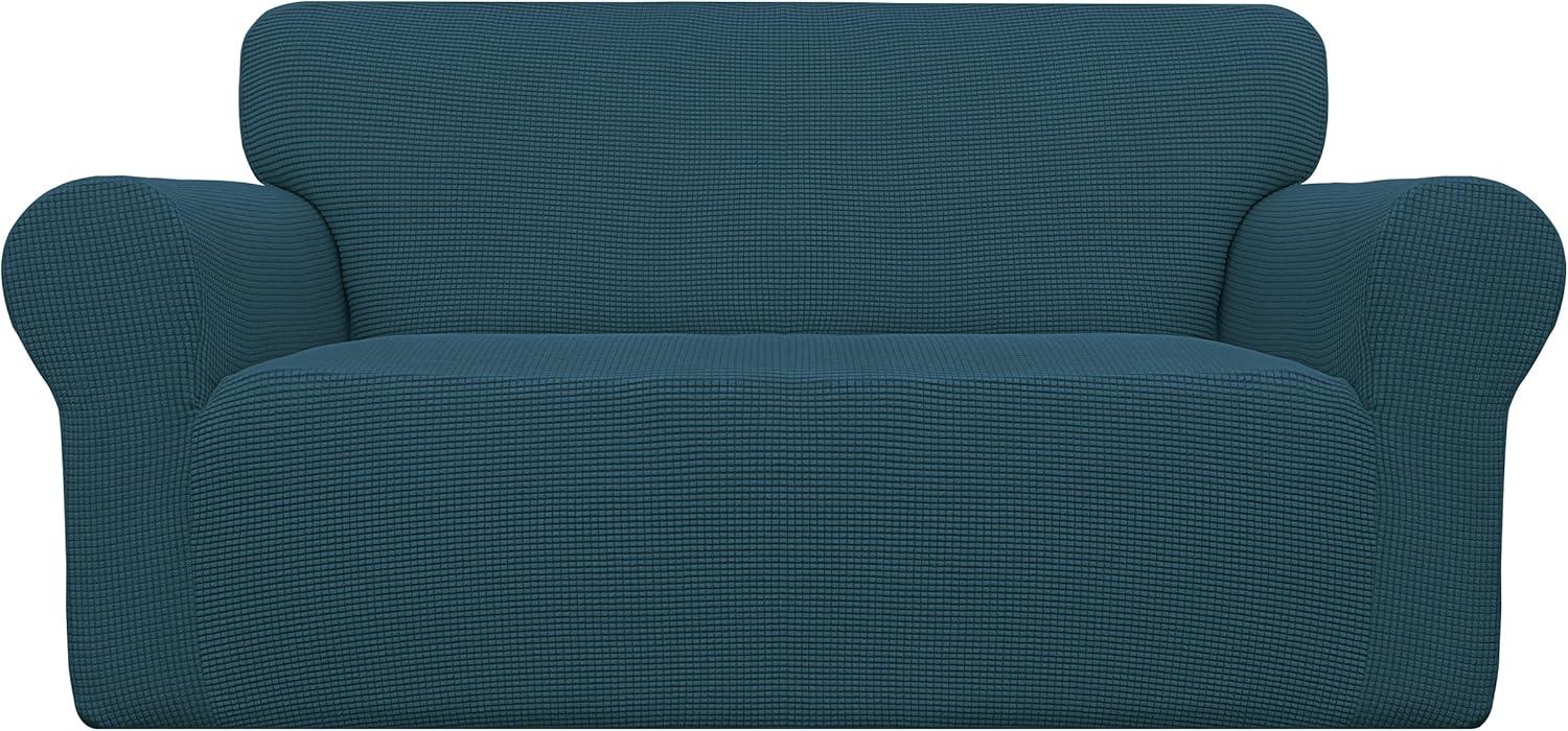 image:imageEasyGoing Stretch Sofa Slipcover 1Piece Sofa Cover Furniture Protector Couch Soft with Elastic Bottom for Kids Polyester Spandex Jacquard Fabric Small Checks Sofa Dark GrayDeep Teal