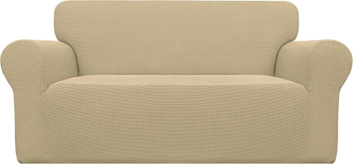 image:imageEasyGoing Stretch Sofa Slipcover 1Piece Sofa Cover Furniture Protector Couch Soft with Elastic Bottom for Kids Polyester Spandex Jacquard Fabric Small Checks Sofa Dark GrayBeige