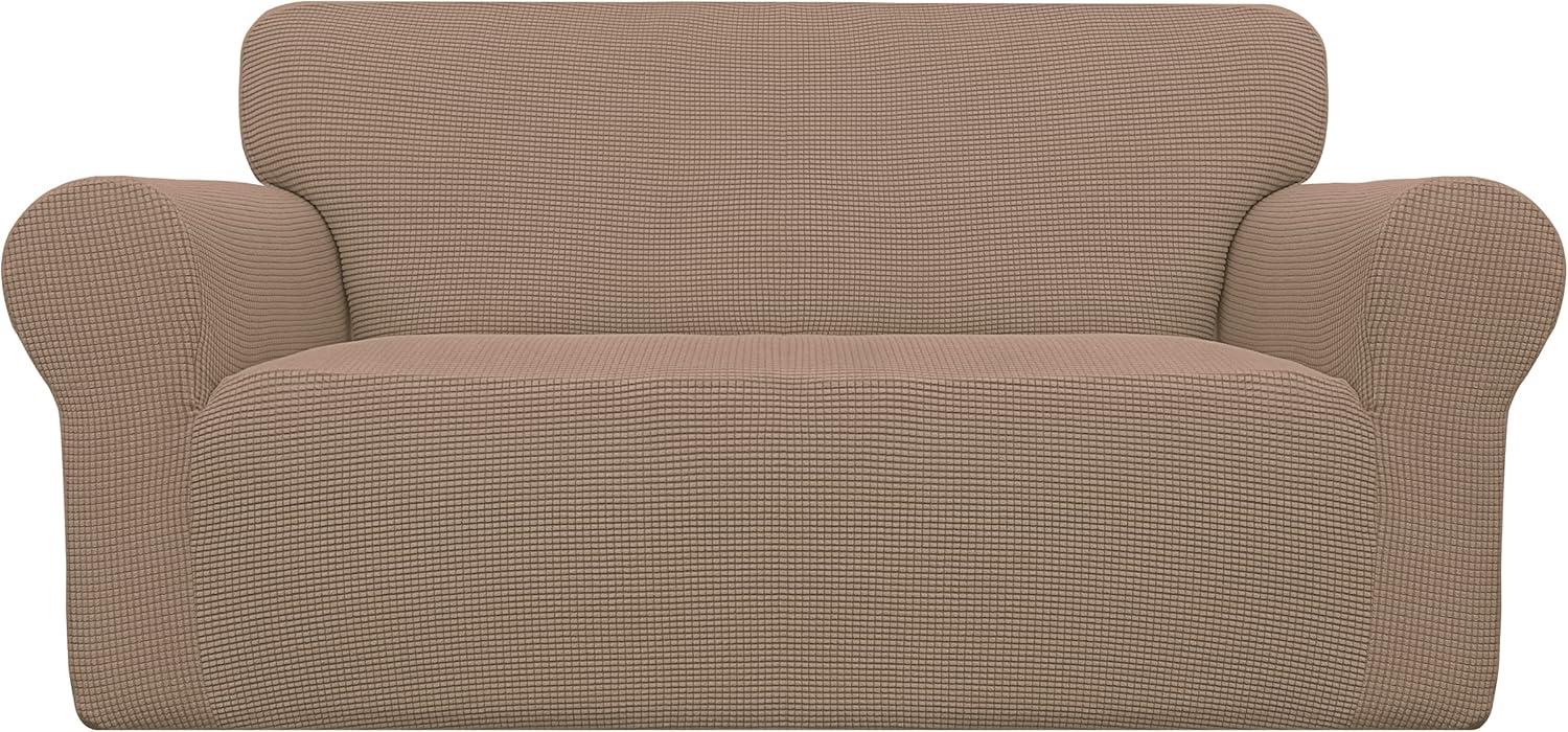 image:imageEasyGoing Stretch Sofa Slipcover 1Piece Sofa Cover Furniture Protector Couch Soft with Elastic Bottom for Kids Polyester Spandex Jacquard Fabric Small Checks Sofa Dark GrayCamel