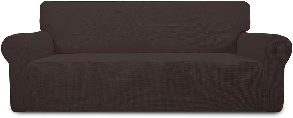image:imageEasyGoing Stretch Sofa Slipcover 1Piece Sofa Cover Furniture Protector Couch Soft with Elastic Bottom for Kids Polyester Spandex Jacquard Fabric Small Checks Sofa Dark GrayChocolate