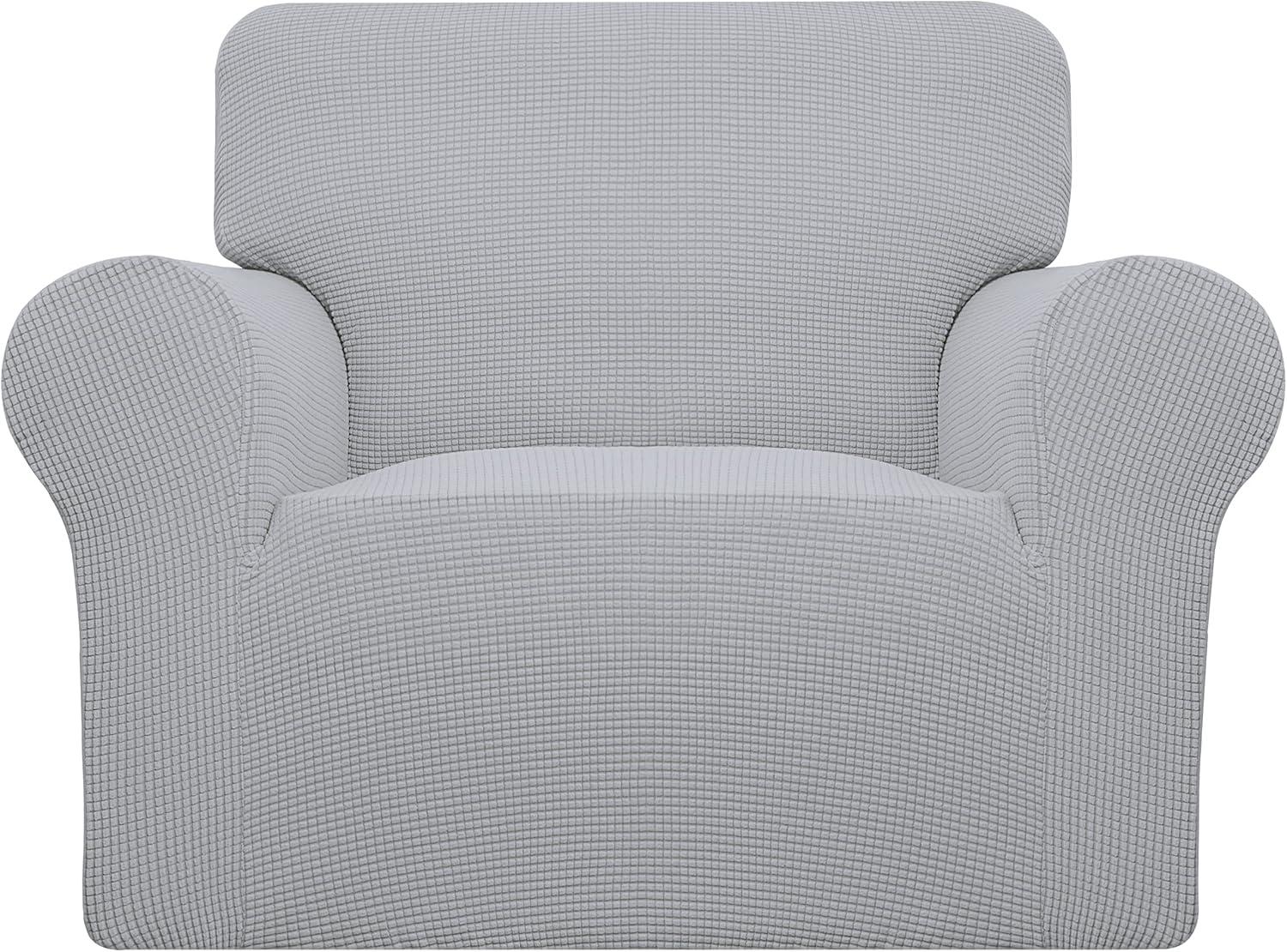image:imageEasyGoing Stretch Sofa Slipcover 1Piece Sofa Cover Furniture Protector Couch Soft with Elastic Bottom for Kids Polyester Spandex Jacquard Fabric Small Checks Sofa Dark GraySilver Gray