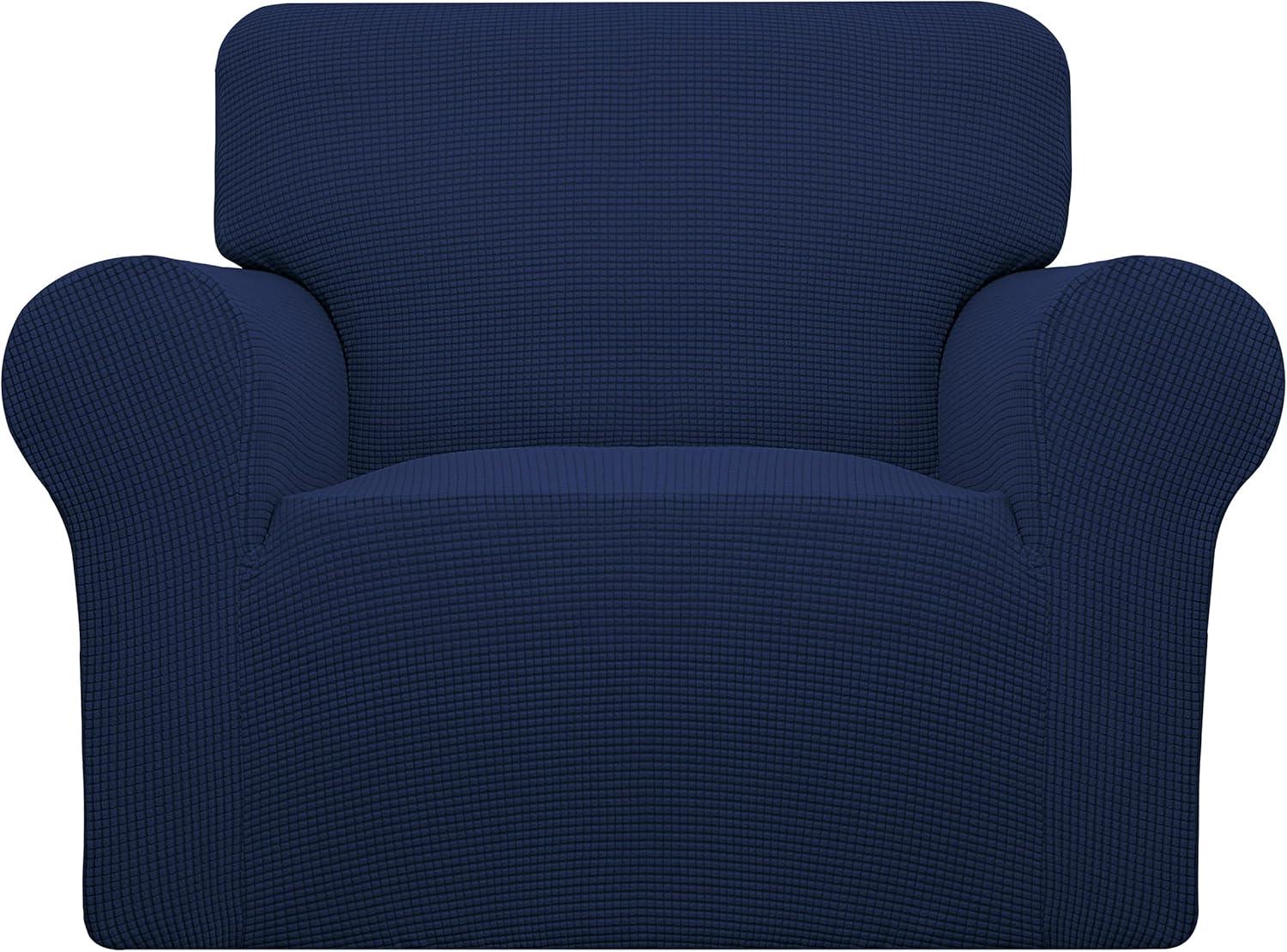 image:imageEasyGoing Stretch Sofa Slipcover 1Piece Sofa Cover Furniture Protector Couch Soft with Elastic Bottom for Kids Polyester Spandex Jacquard Fabric Small Checks Sofa Dark GrayNavy