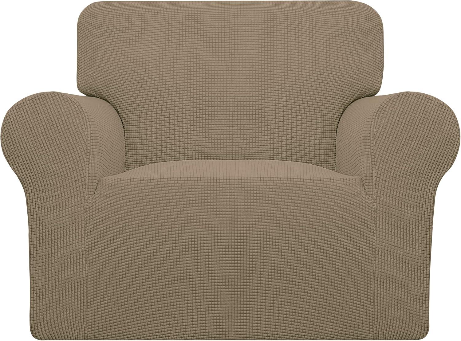 image:imageEasyGoing Stretch Sofa Slipcover 1Piece Sofa Cover Furniture Protector Couch Soft with Elastic Bottom for Kids Polyester Spandex Jacquard Fabric Small Checks Sofa Dark GrayTan