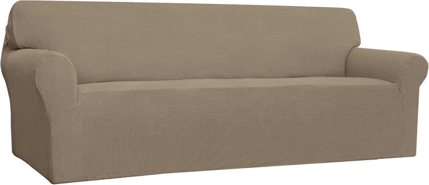 image:imageEasyGoing Stretch Sofa Slipcover 1Piece Sofa Cover Furniture Protector Couch Soft with Elastic Bottom for Kids Polyester Spandex Jacquard Fabric Small Checks Sofa Dark GrayNatural