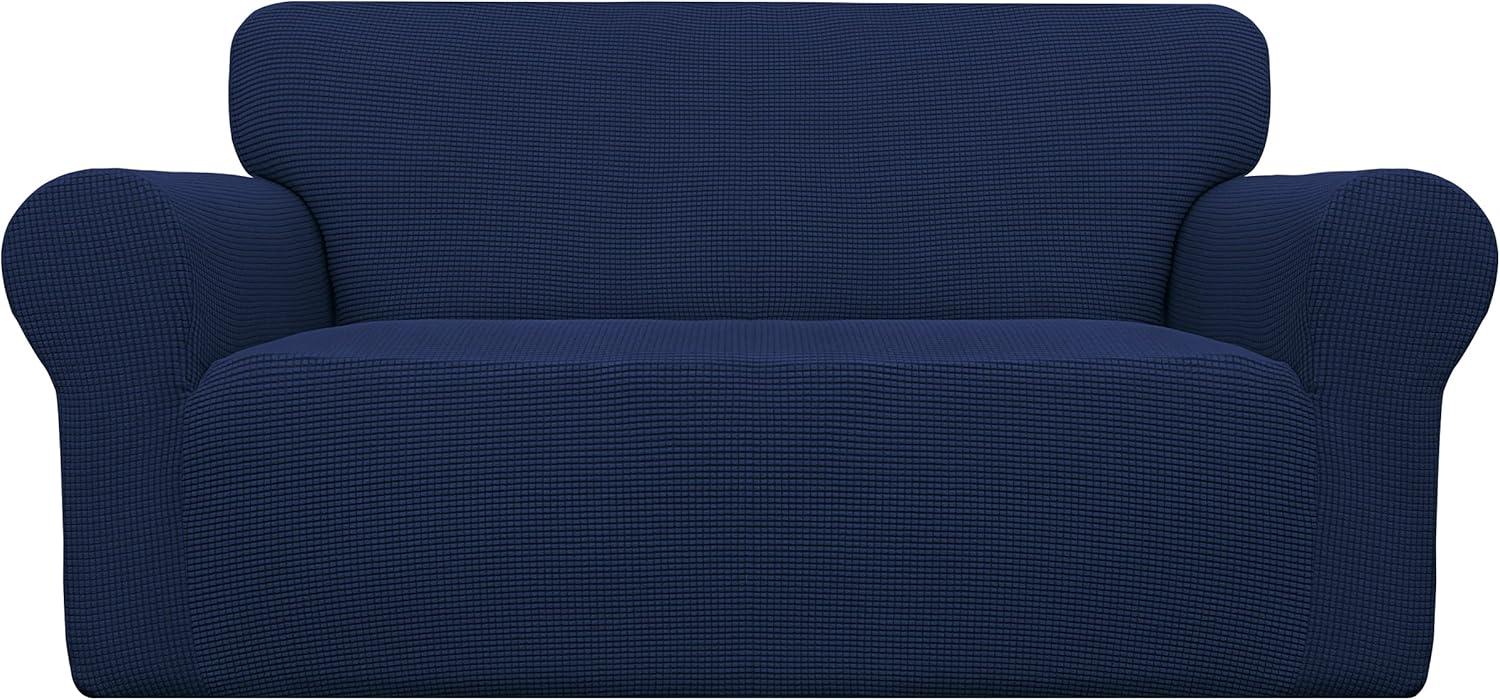 image:imageEasyGoing Stretch Sofa Slipcover 1Piece Sofa Cover Furniture Protector Couch Soft with Elastic Bottom for Kids Polyester Spandex Jacquard Fabric Small Checks Sofa Dark GrayNavy