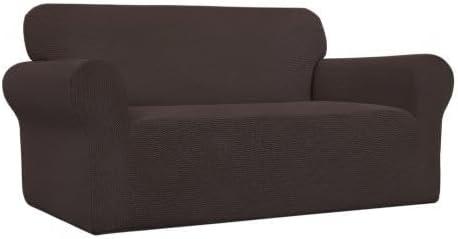 image:imageEasyGoing Stretch Sofa Slipcover 1Piece Sofa Cover Furniture Protector Couch Soft with Elastic Bottom for Kids Polyester Spandex Jacquard Fabric Small Checks Sofa Dark GrayChocolate
