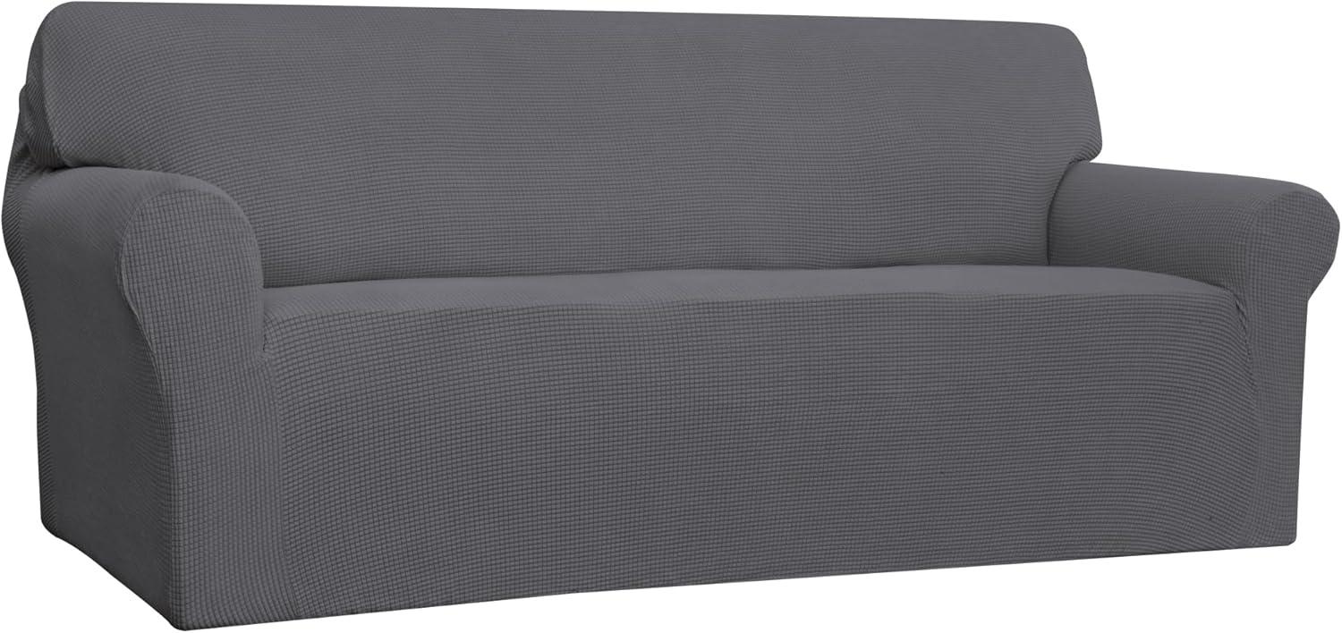 image:imageEasyGoing Stretch Sofa Slipcover 1Piece Sofa Cover Furniture Protector Couch Soft with Elastic Bottom for Kids Polyester Spandex Jacquard Fabric Small Checks Sofa Dark GrayGrey