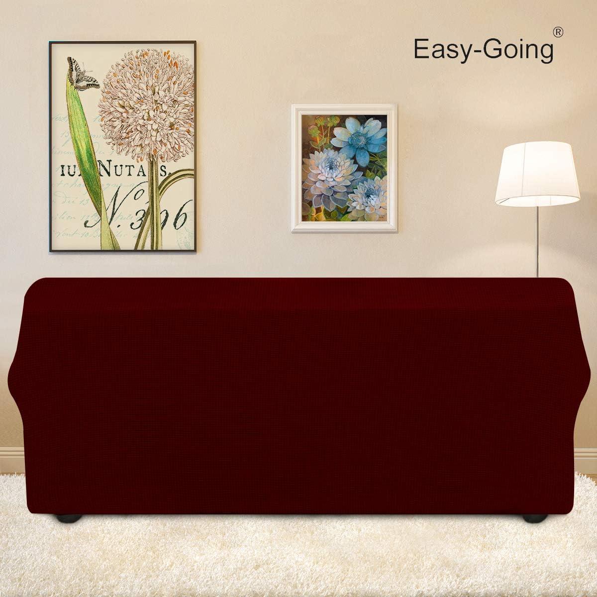 image:imageEasyGoing Stretch Sofa Slipcover 1Piece Sofa Cover Furniture Protector Couch Soft with Elastic Bottom for Kids Polyester Spandex Jacquard Fabric Small Checks Sofa Dark GrayWine