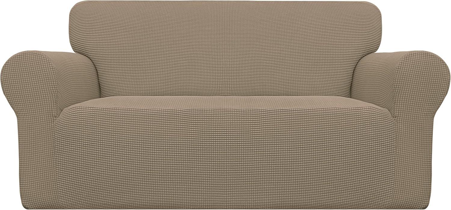 image:imageEasyGoing Stretch Sofa Slipcover 1Piece Sofa Cover Furniture Protector Couch Soft with Elastic Bottom for Kids Polyester Spandex Jacquard Fabric Small Checks Sofa Dark GrayNatural