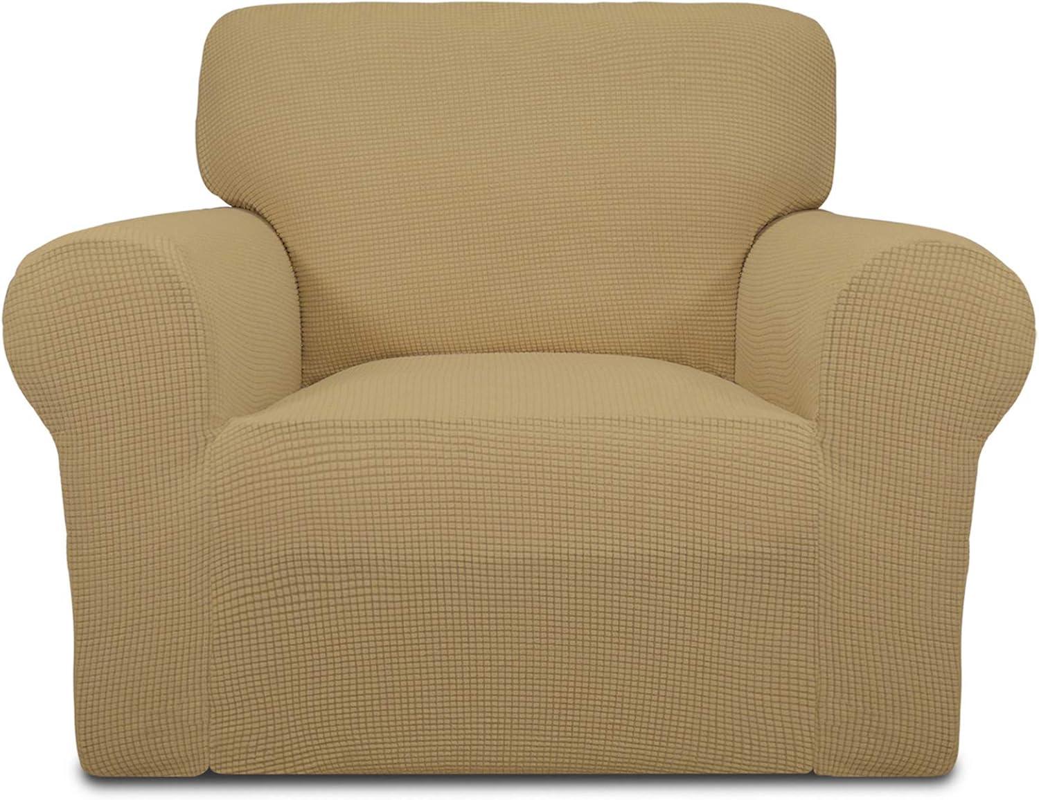 image:imageEasyGoing Stretch Sofa Slipcover 1Piece Sofa Cover Furniture Protector Couch Soft with Elastic Bottom for Kids Polyester Spandex Jacquard Fabric Small Checks Sofa Dark GrayGolden