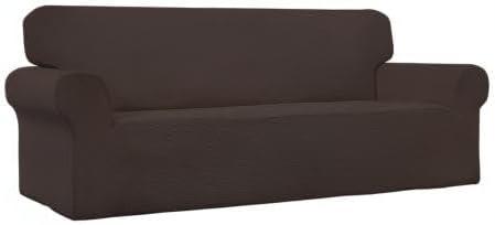 image:imageEasyGoing Stretch Sofa Slipcover 1Piece Sofa Cover Furniture Protector Couch Soft with Elastic Bottom for Kids Polyester Spandex Jacquard Fabric Small Checks Sofa Dark GrayChocolate
