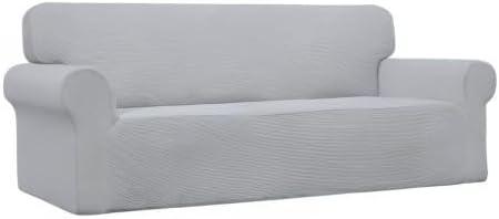 image:imageEasyGoing Stretch Sofa Slipcover 1Piece Sofa Cover Furniture Protector Couch Soft with Elastic Bottom for Kids Polyester Spandex Jacquard Fabric Small Checks Sofa Dark GraySilver Gray