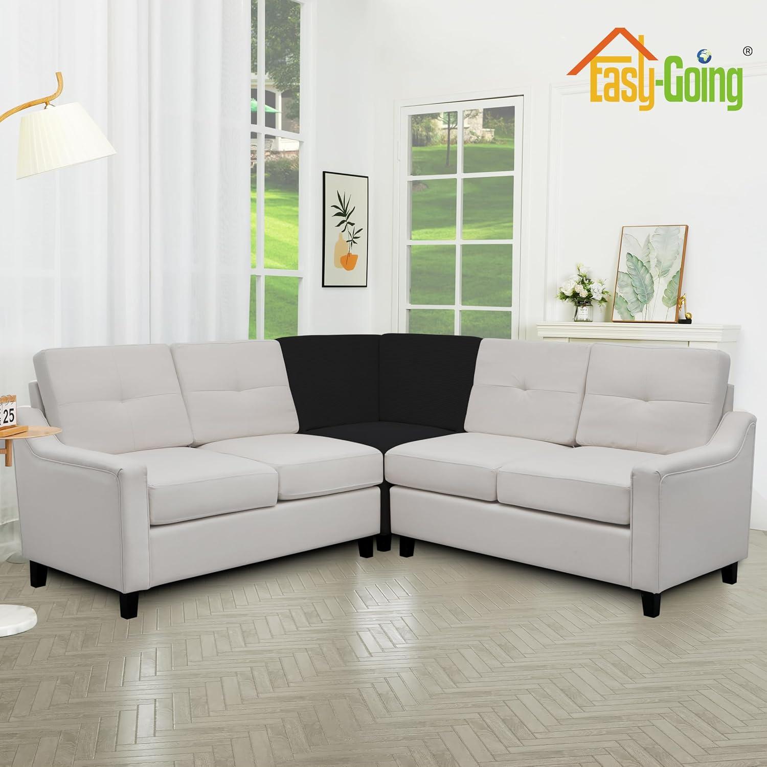 image:imageEasyGoing Stretch Sofa Slipcover 1Piece Sofa Cover Furniture Protector Couch Soft with Elastic Bottom for Kids Polyester Spandex Jacquard Fabric Small Checks Sofa Dark GrayBlack