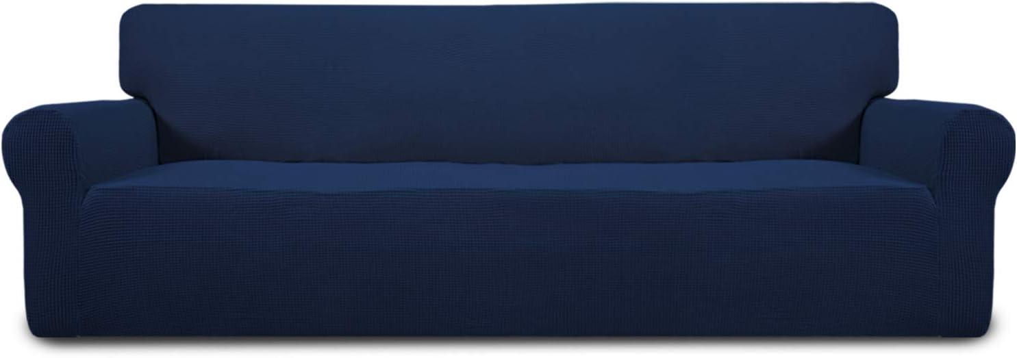 image:imageEasyGoing Stretch Sofa Slipcover 1Piece Sofa Cover Furniture Protector Couch Soft with Elastic Bottom for Kids Polyester Spandex Jacquard Fabric Small Checks Sofa Dark GrayNavy