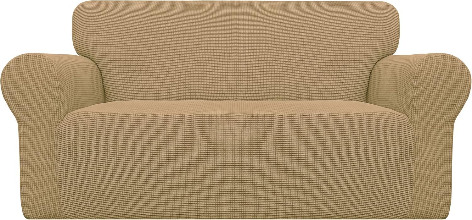 image:imageEasyGoing Stretch Sofa Slipcover 1Piece Sofa Cover Furniture Protector Couch Soft with Elastic Bottom for Kids Polyester Spandex Jacquard Fabric Small Checks Sofa Dark GrayGolden