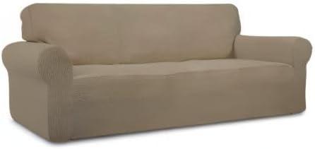 image:imageEasyGoing Stretch Sofa Slipcover 1Piece Sofa Cover Furniture Protector Couch Soft with Elastic Bottom for Kids Polyester Spandex Jacquard Fabric Small Checks Sofa Dark GrayNatural