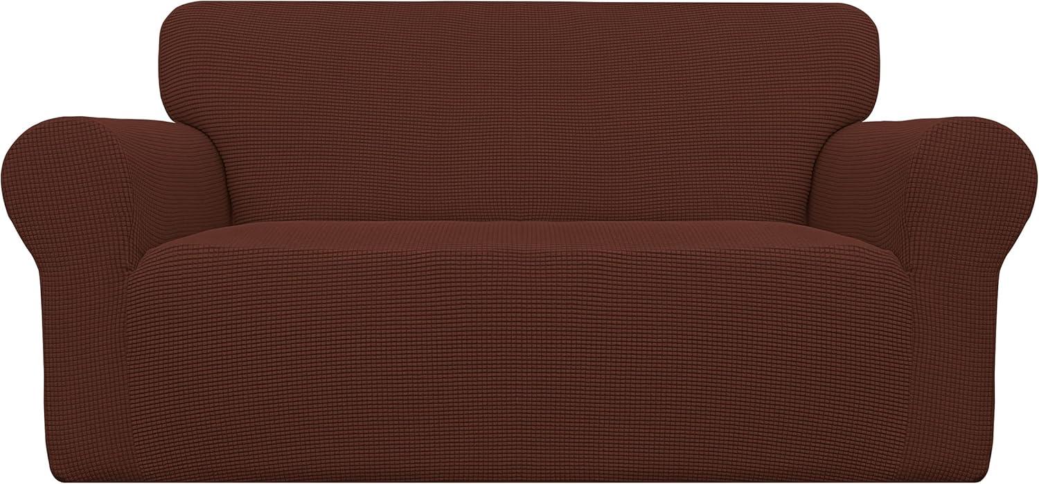 image:imageEasyGoing Stretch Sofa Slipcover 1Piece Sofa Cover Furniture Protector Couch Soft with Elastic Bottom for Kids Polyester Spandex Jacquard Fabric Small Checks Sofa Dark GrayCoffee