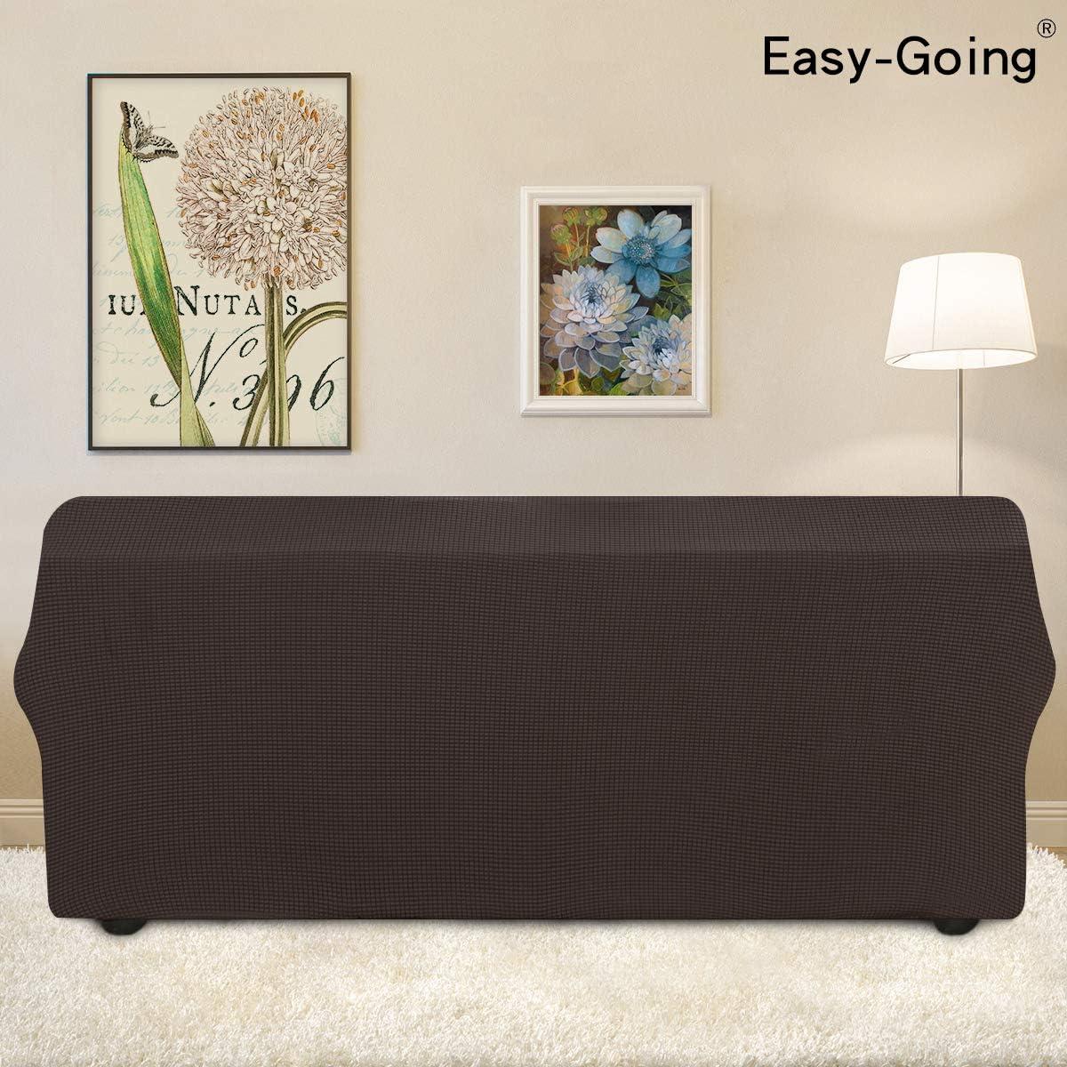 image:imageEasyGoing Stretch Sofa Slipcover 1Piece Sofa Cover Furniture Protector Couch Soft with Elastic Bottom for Kids Polyester Spandex Jacquard Fabric Small Checks Sofa Dark GrayChocolate