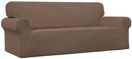 image:imageEasyGoing Stretch Sofa Slipcover 1Piece Sofa Cover Furniture Protector Couch Soft with Elastic Bottom for Kids Polyester Spandex Jacquard Fabric Small Checks Sofa Dark GrayBrown