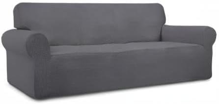 image:imageEasyGoing Stretch Sofa Slipcover 1Piece Sofa Cover Furniture Protector Couch Soft with Elastic Bottom for Kids Polyester Spandex Jacquard Fabric Small Checks Sofa Dark GrayGrey