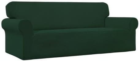 image:imageEasyGoing Stretch Sofa Slipcover 1Piece Sofa Cover Furniture Protector Couch Soft with Elastic Bottom for Kids Polyester Spandex Jacquard Fabric Small Checks Sofa Dark GrayDark Green