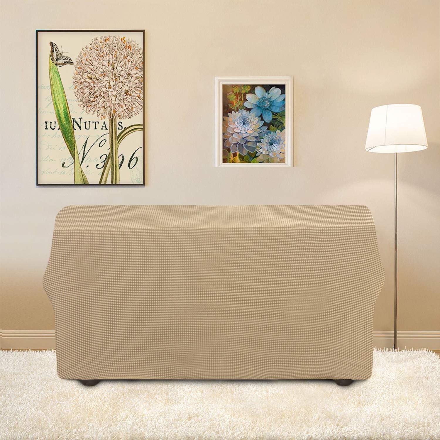 image:imageEasyGoing Stretch Sofa Slipcover 1Piece Sofa Cover Furniture Protector Couch Soft with Elastic Bottom for Kids Polyester Spandex Jacquard Fabric Small Checks Sofa Dark GraySand