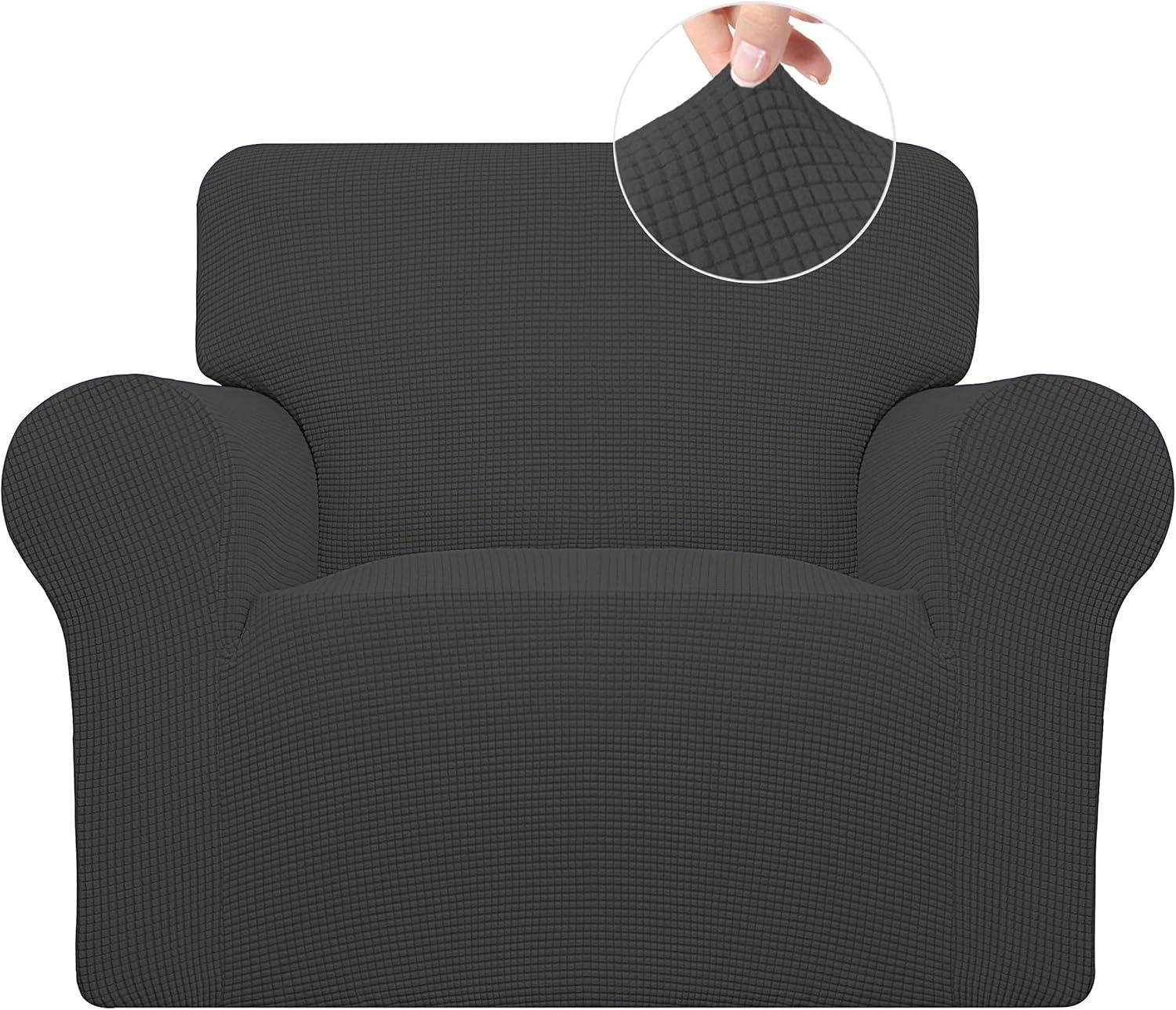 image:imageEasyGoing Stretch Sofa Slipcover 1Piece Sofa Cover Furniture Protector Couch Soft with Elastic Bottom for Kids Polyester Spandex Jacquard Fabric Small Checks Sofa Dark GrayDark Gray