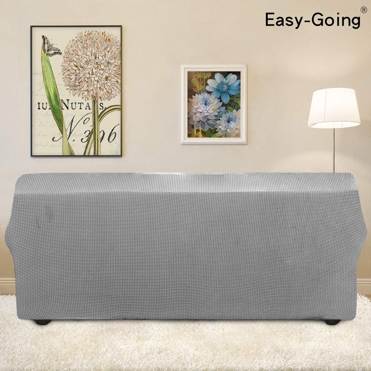 image:imageEasyGoing Stretch Sofa Slipcover 1Piece Sofa Cover Furniture Protector Couch Soft with Elastic Bottom for Kids Polyester Spandex Jacquard Fabric Small Checks Sofa Dark GrayLight Gray