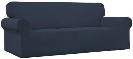 image:imageEasyGoing Stretch Sofa Slipcover 1Piece Sofa Cover Furniture Protector Couch Soft with Elastic Bottom for Kids Polyester Spandex Jacquard Fabric Small Checks Sofa Dark GrayDark Blue
