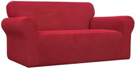 image:imageEasyGoing Stretch Sofa Slipcover 1Piece Sofa Cover Furniture Protector Couch Soft with Elastic Bottom for Kids Polyester Spandex Jacquard Fabric Small Checks Sofa Dark GrayChristmas Red