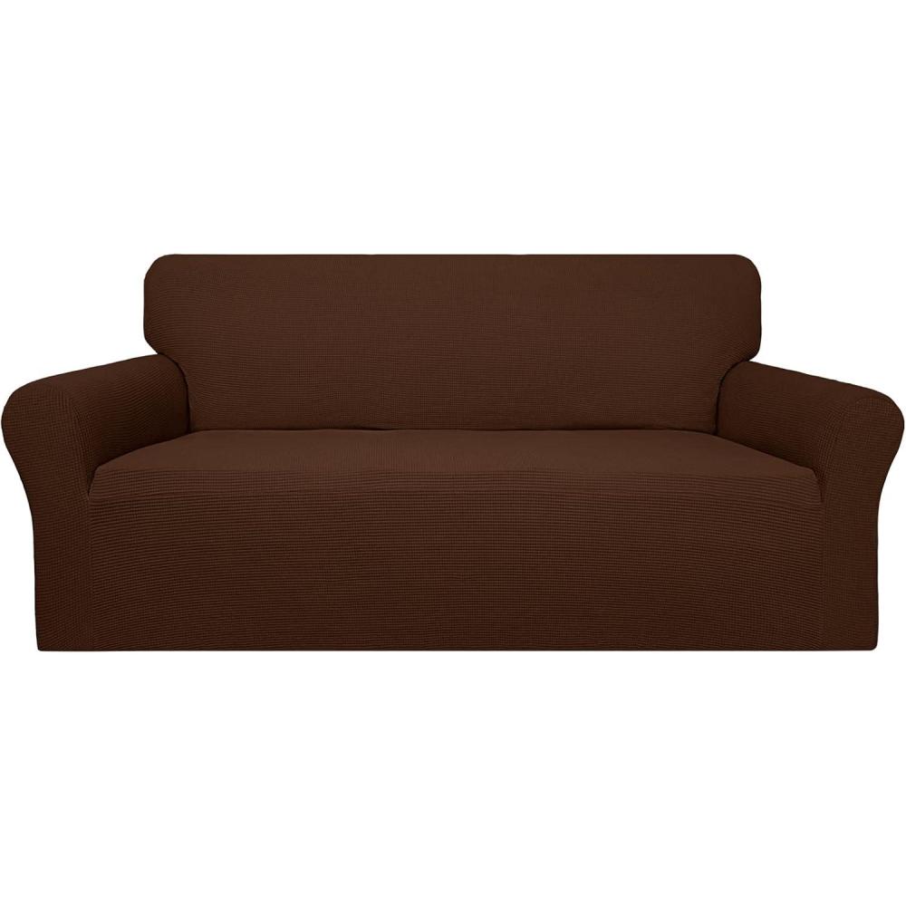 image:imageEasyGoing 100 Waterproof Chair Couch Cover Dual Waterproof Sofa Cover Stretch Jacquard Sofa Slipcover Leakproof Furniture Protector for Kids Pets Dog and Cat Chair ChocolateCoffee